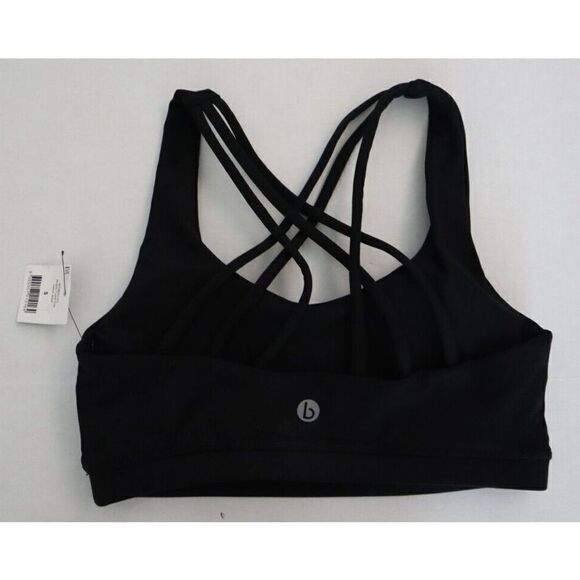 cotton: ON 670031-01 Women's Sz Small Black Strappy Sports Crop Bra - Picture 2 of 5